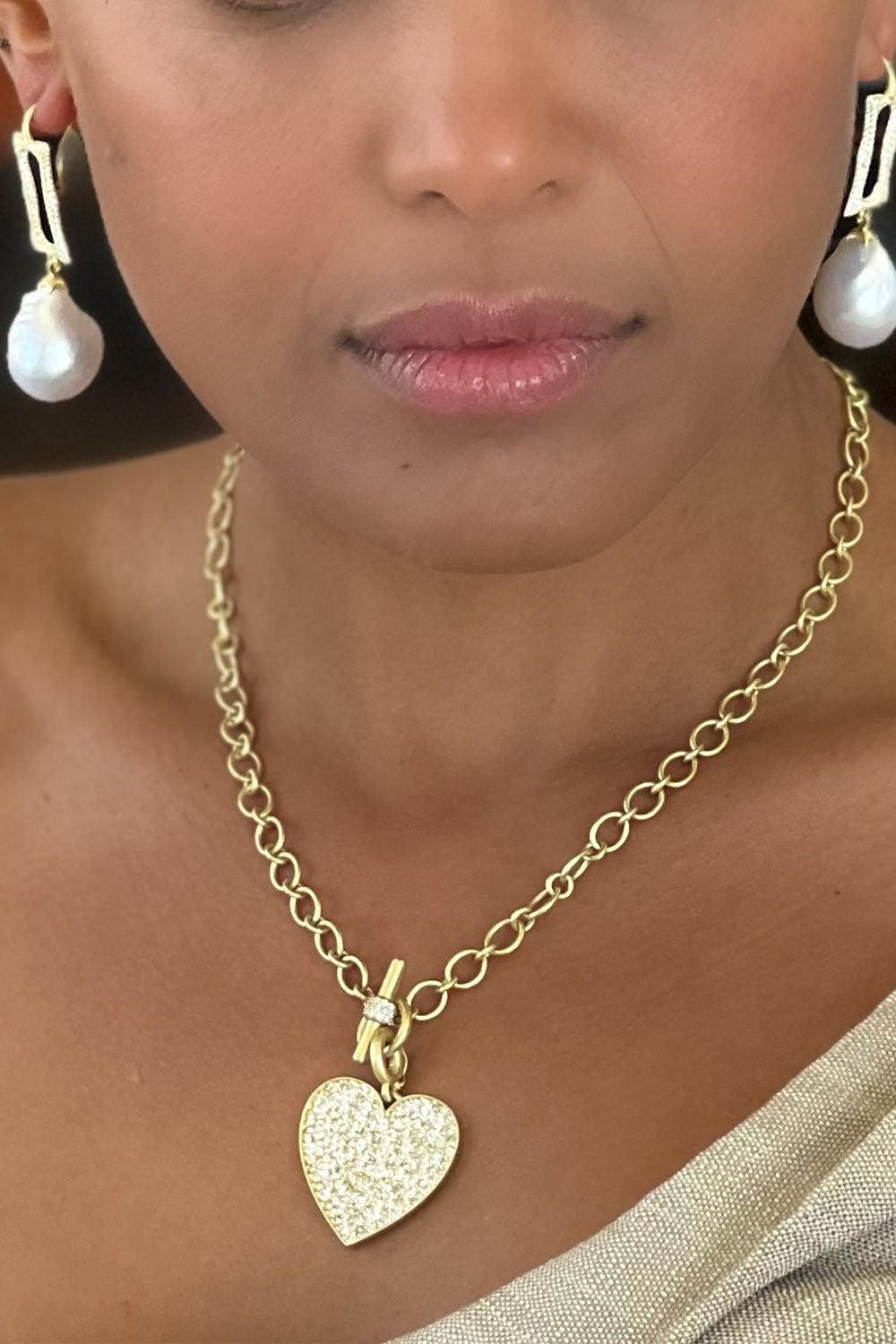 LEIGH MAXWELL-Small Diamond Toggle Chain Necklace-YELLOW GOLD