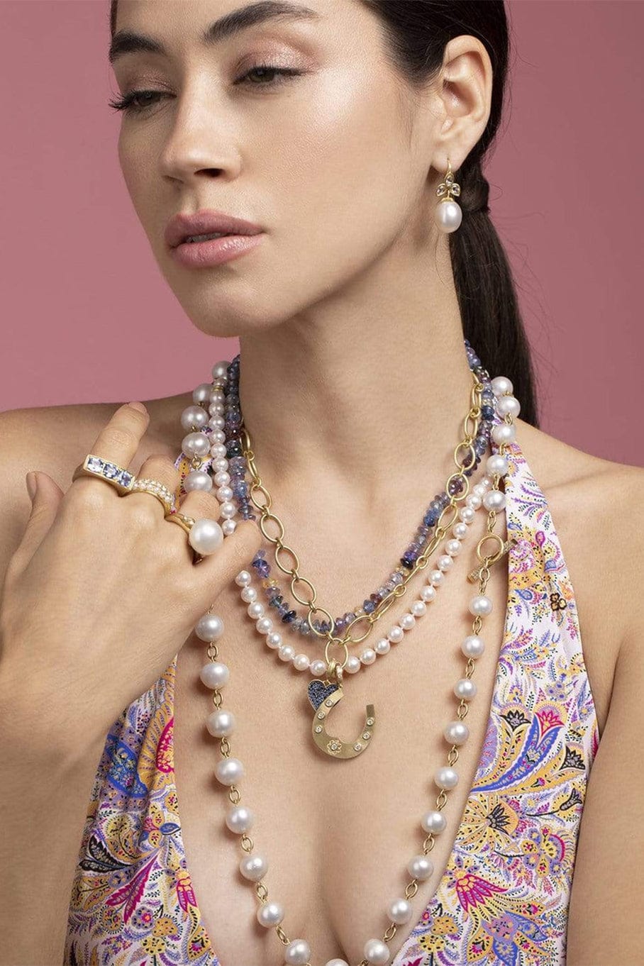 LEIGH MAXWELL-Akoya Pearl Strand Necklace-YELLOW GOLD