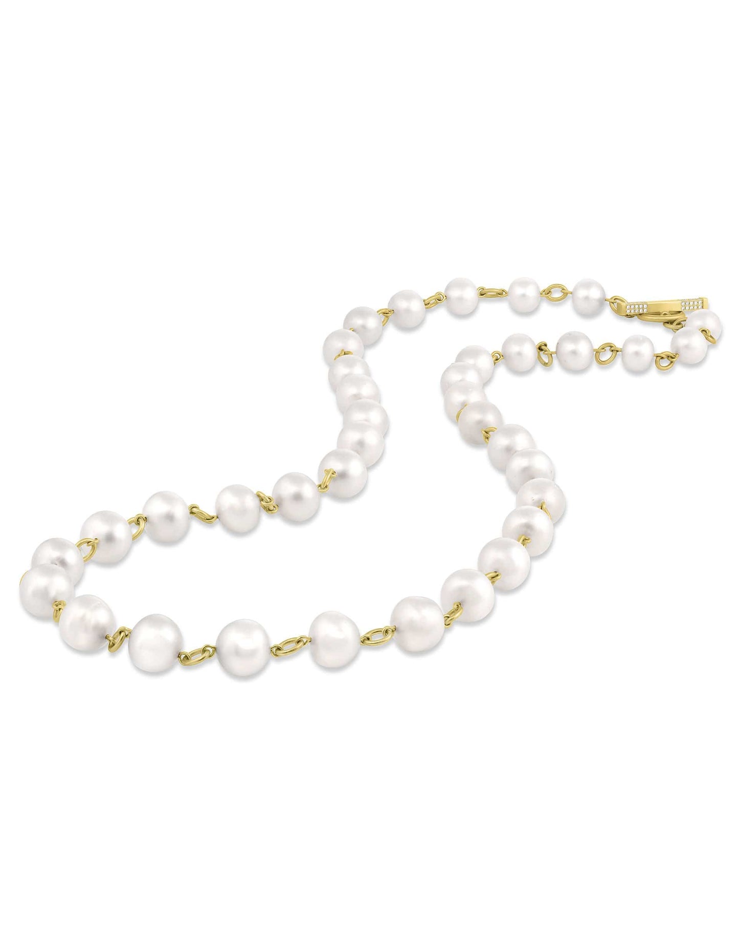 LEIGH MAXWELL-Bahari White South Seas Pearl Strand Necklace-YELLOW GOLD