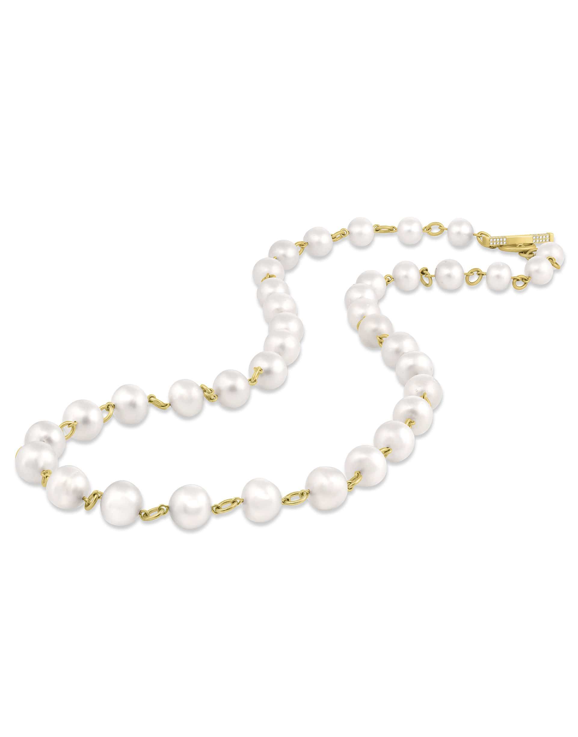 LEIGH MAXWELL-Bahari White South Seas Pearl Strand Necklace-YELLOW GOLD