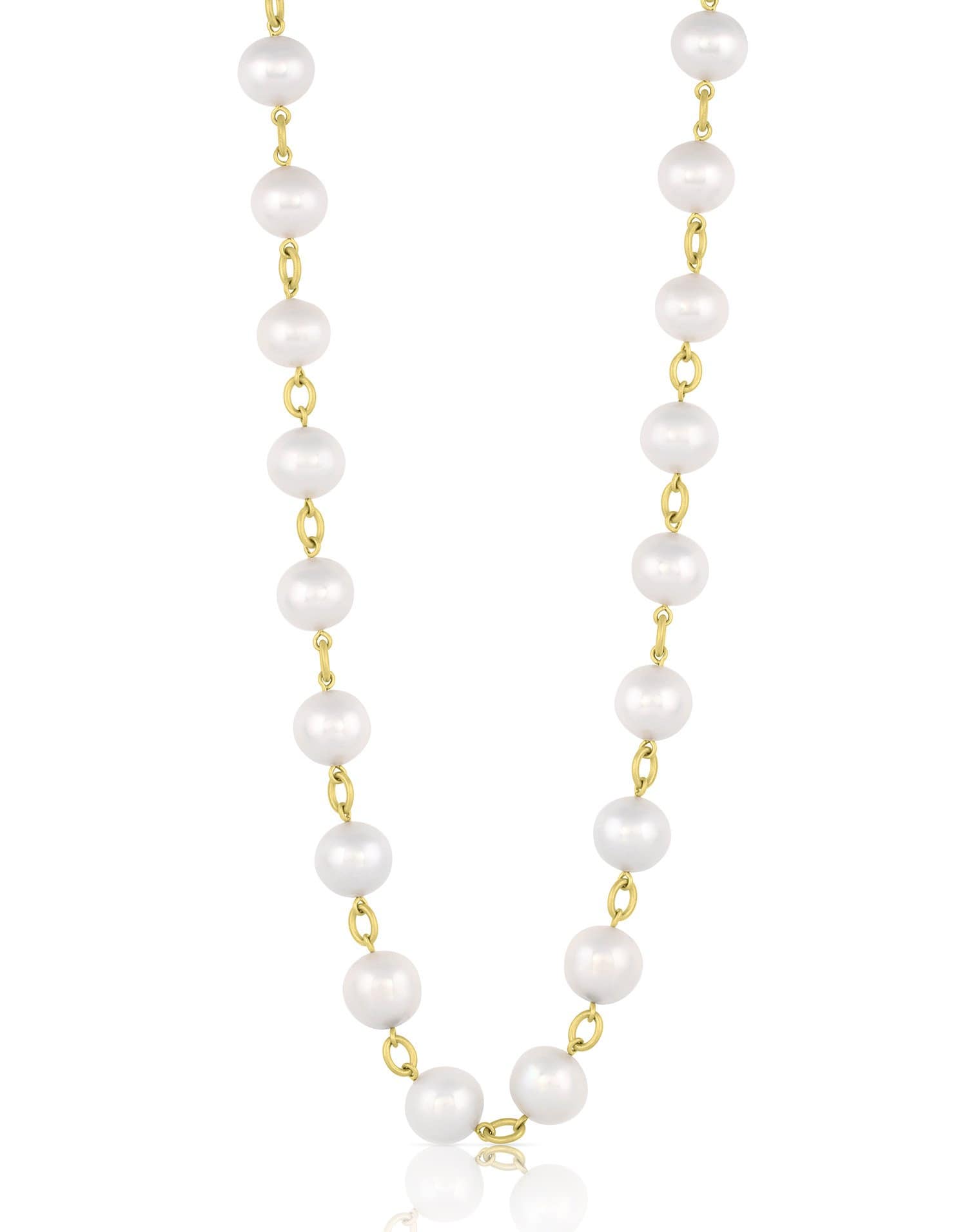 LEIGH MAXWELL-Bahari White South Seas Pearl Strand Necklace-YELLOW GOLD