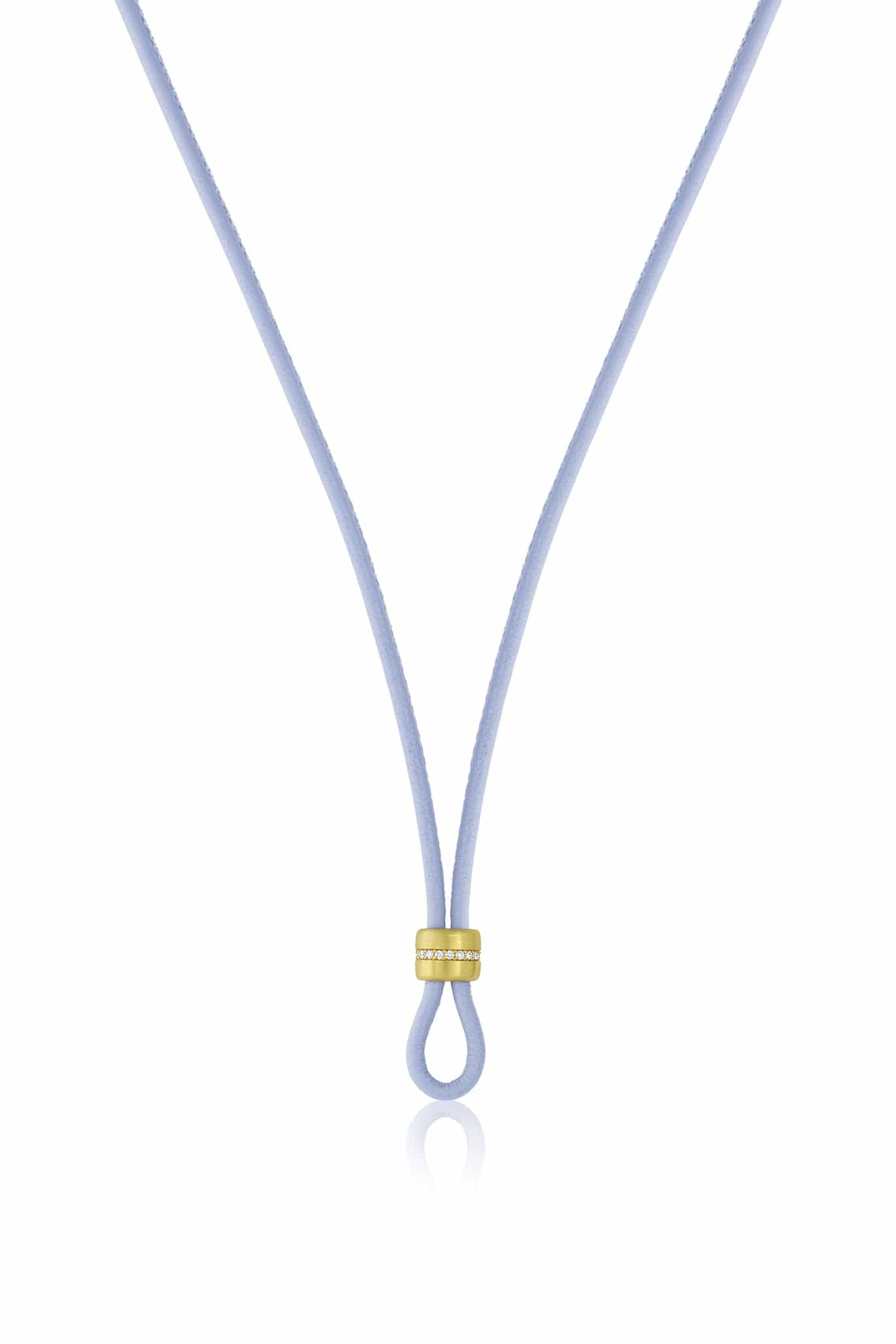 LEIGH MAXWELL-Blue Leather Cord with Diamond Slider-YELLOW GOLD
