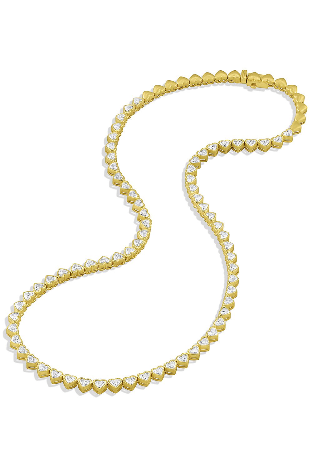 LEIGH MAXWELL-Diamond Heart Tennis Necklace-YELLOW GOLD