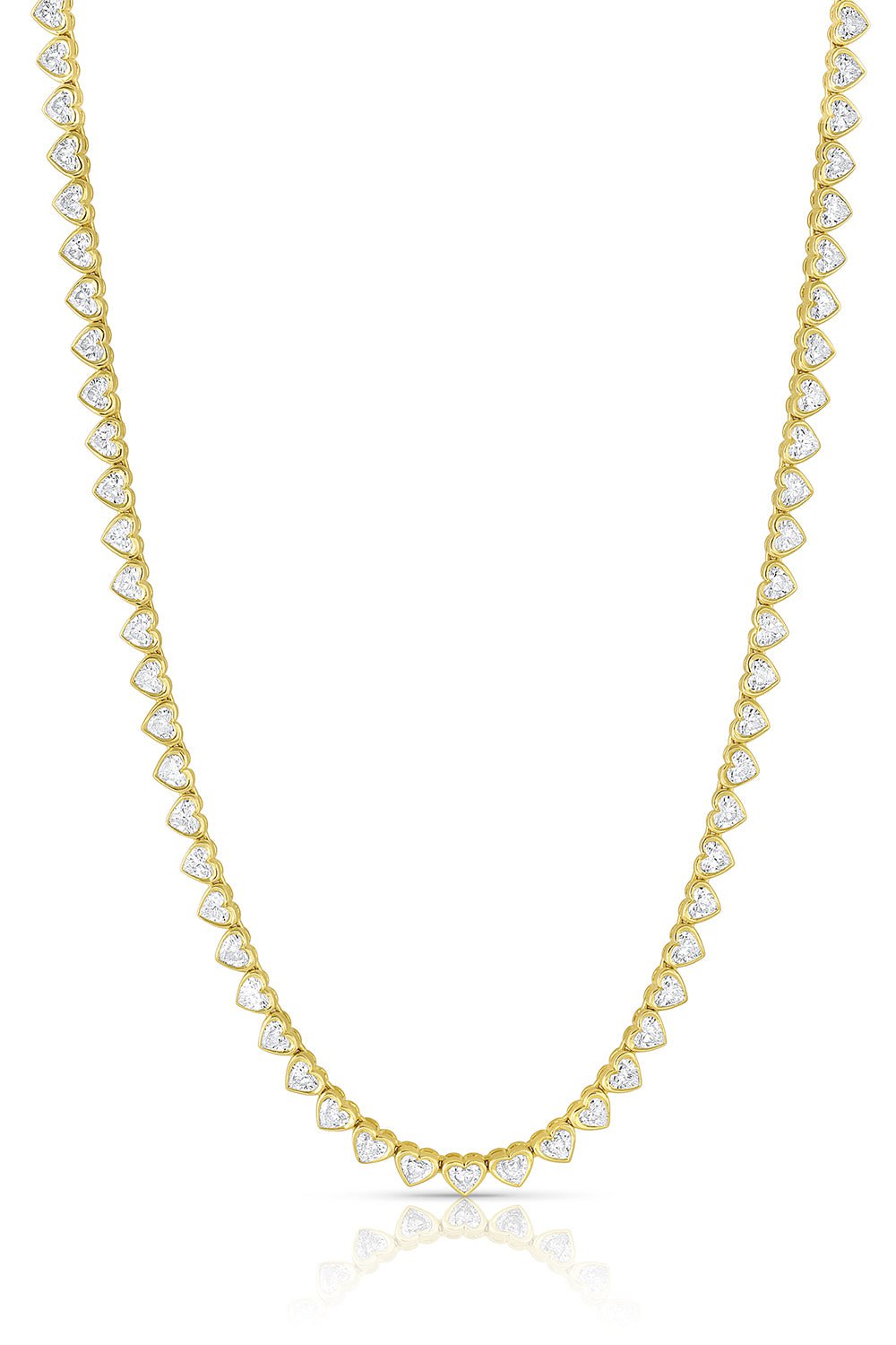LEIGH MAXWELL-Diamond Heart Tennis Necklace-YELLOW GOLD