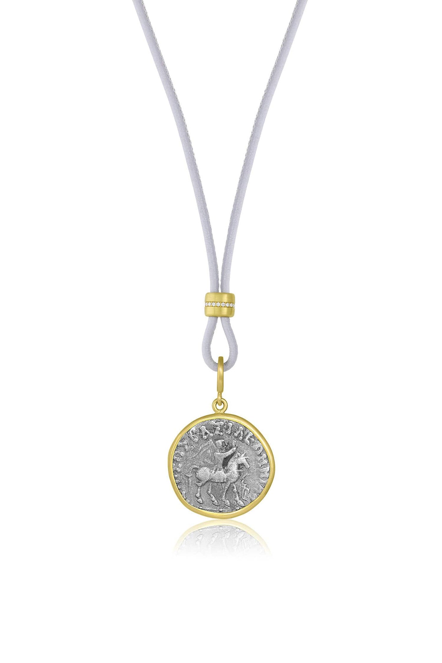 LEIGH MAXWELL-Diamond Slider Leather Cord-YELLOW GOLD
