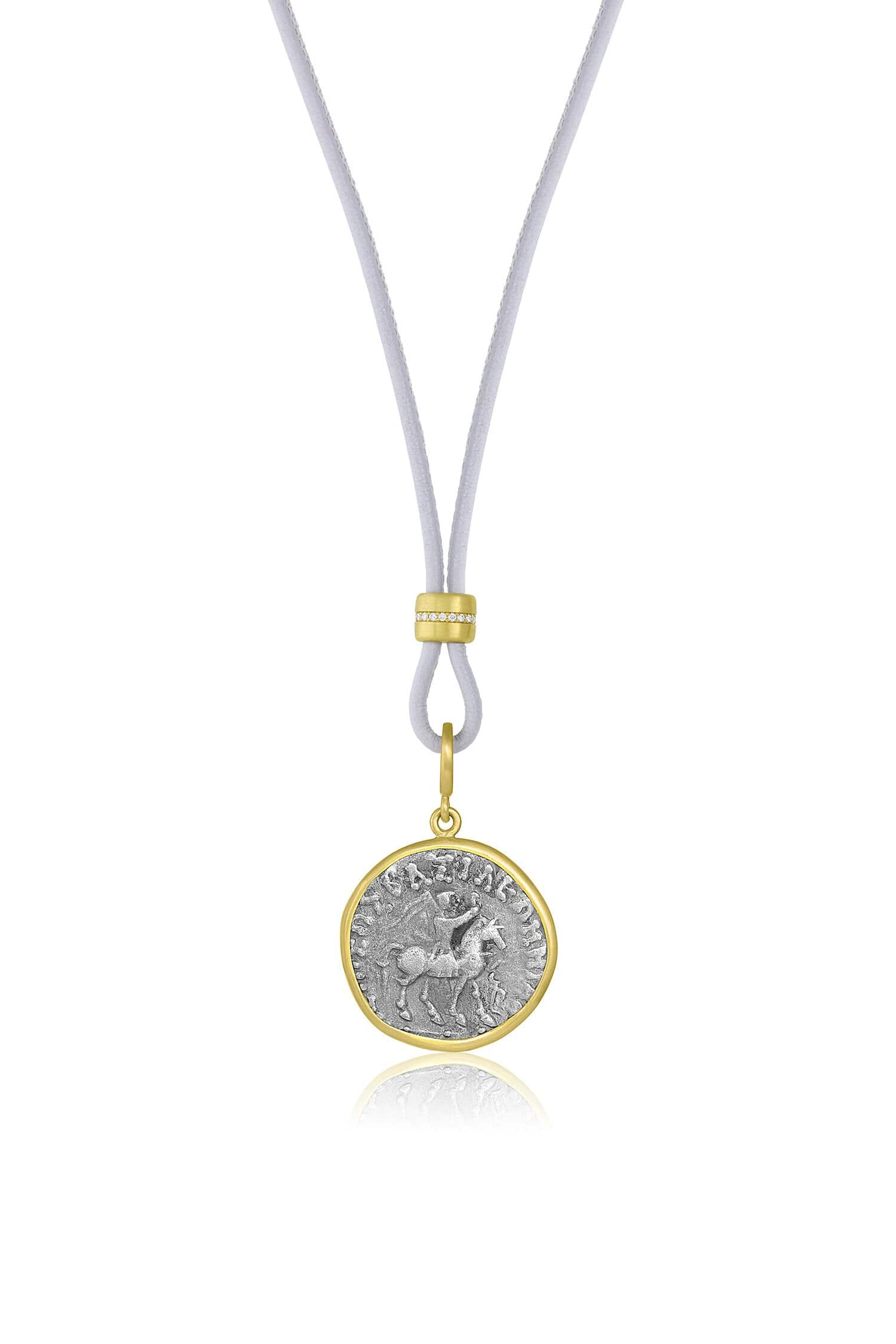 LEIGH MAXWELL-Diamond Slider Leather Cord-YELLOW GOLD
