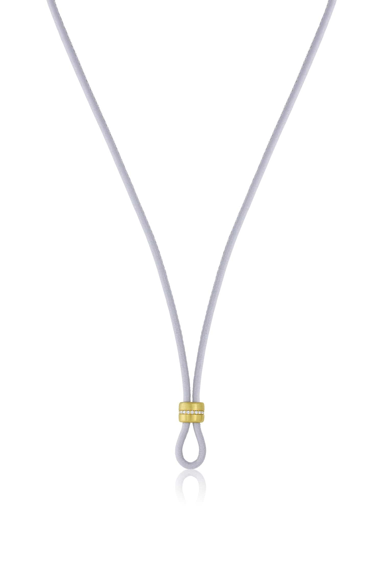 LEIGH MAXWELL-Diamond Slider Leather Cord-YELLOW GOLD