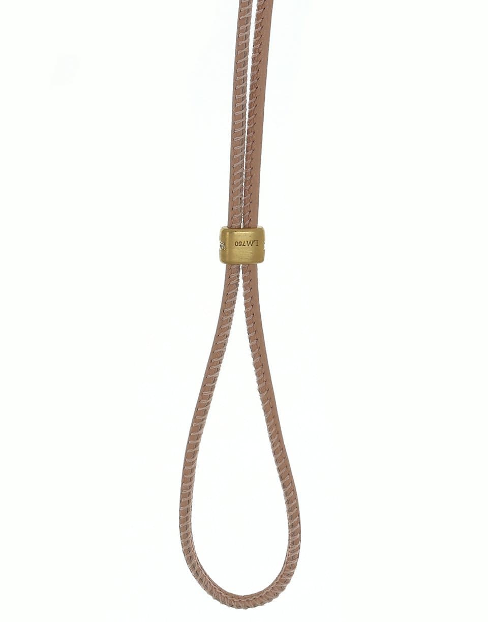 LEIGH MAXWELL-Diamond Slider on Pink Leather Cord-YELLOW GOLD