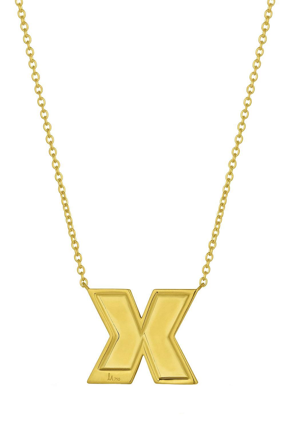 Diamond Small Rigid Initial Necklace-YELLOW GOLD-JEWELRYFINE JEWELNECKLACE O-LEIGH MAXWELL