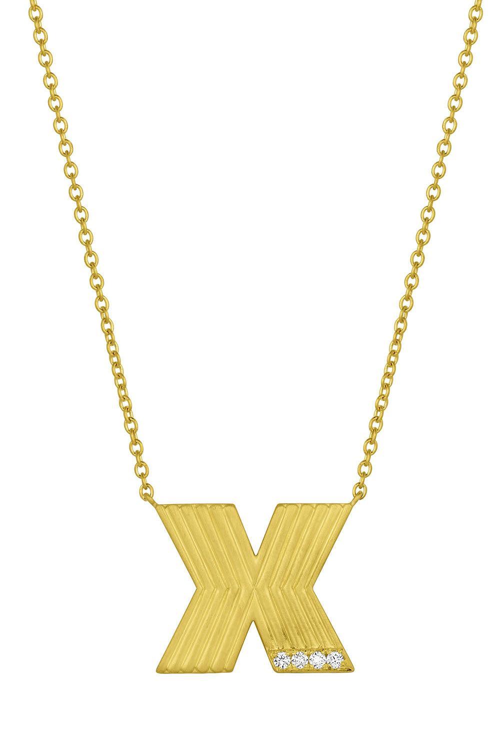 Diamond Small Rigid Initial Necklace-YELLOW GOLD-JEWELRYFINE JEWELNECKLACE O-LEIGH MAXWELL