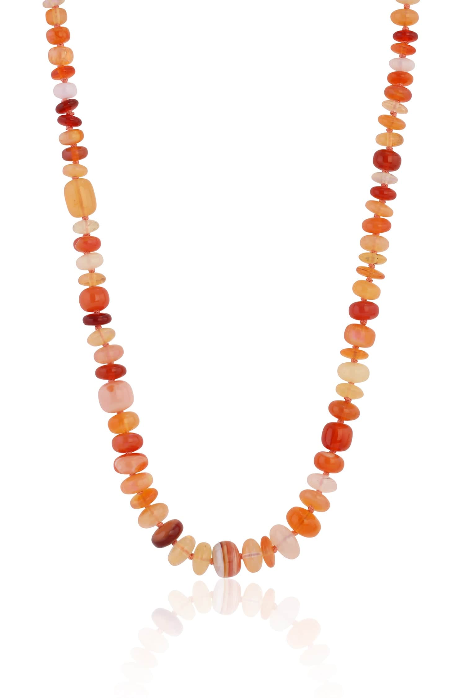 LEIGH MAXWELL-Fire Opal Bead Necklace-YELLOW GOLD