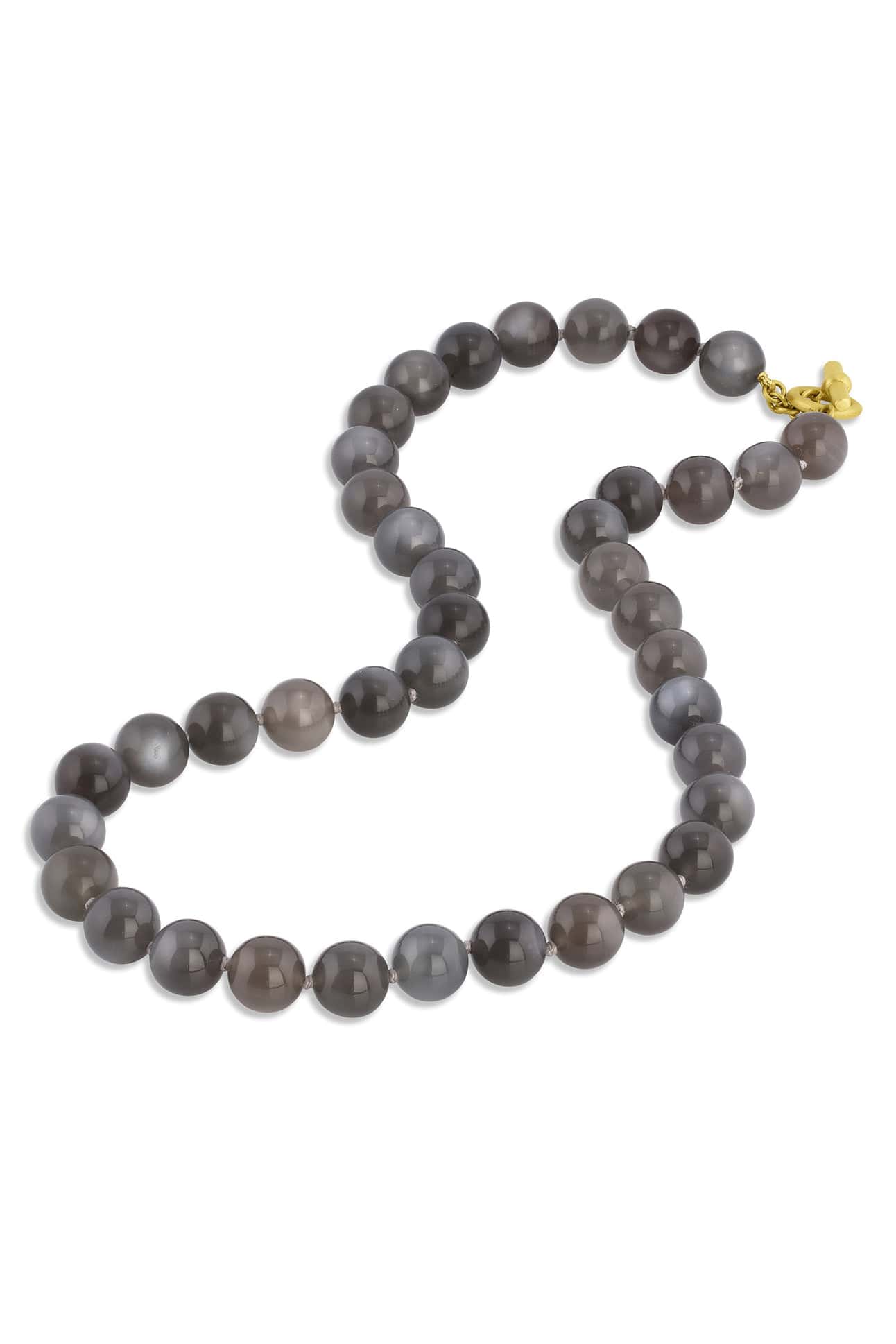 LEIGH MAXWELL-Grey Moonstone and Tahitian Pearl Bahari Knotted Necklace-YELLOW GOLD
