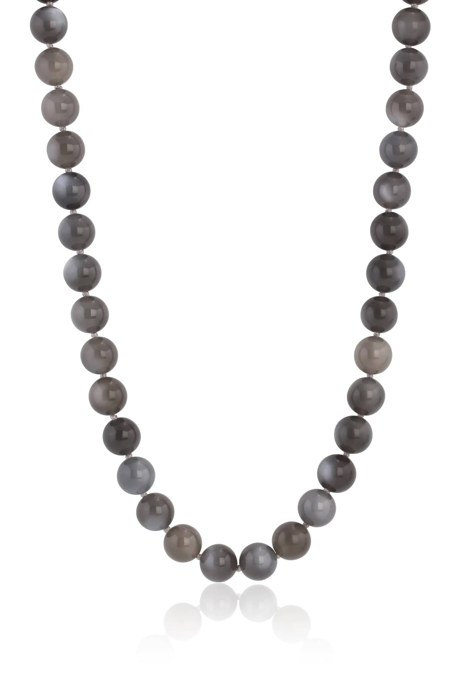 LEIGH MAXWELL-Grey Moonstone and Tahitian Pearl Bahari Knotted Necklace-YELLOW GOLD