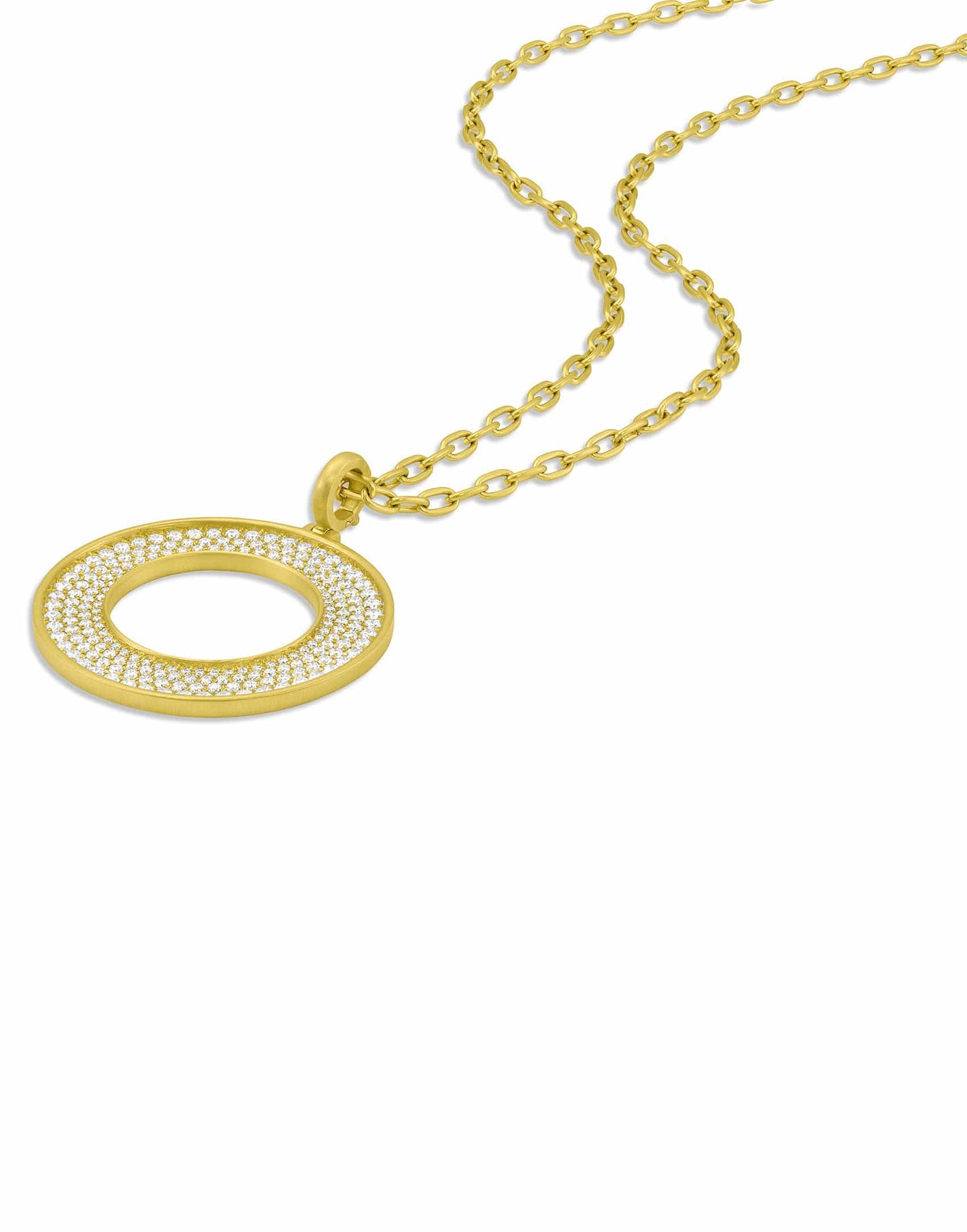 LEIGH MAXWELL-Large Amani Pave Open Disk Pendant-YELLOW GOLD