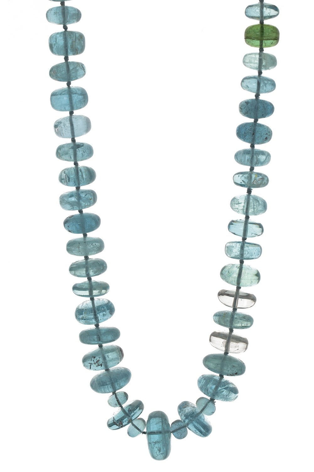 LEIGH MAXWELL-Large Aquamarine Beaded Necklace-YELLOW GOLD