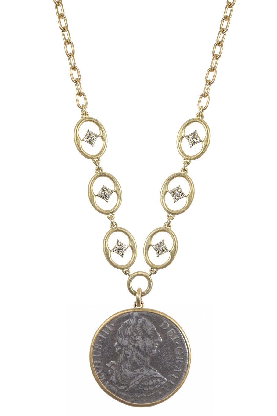 LEIGH MAXWELL-Large Bahari Pirate Coin Necklace-YELLOW GOLD