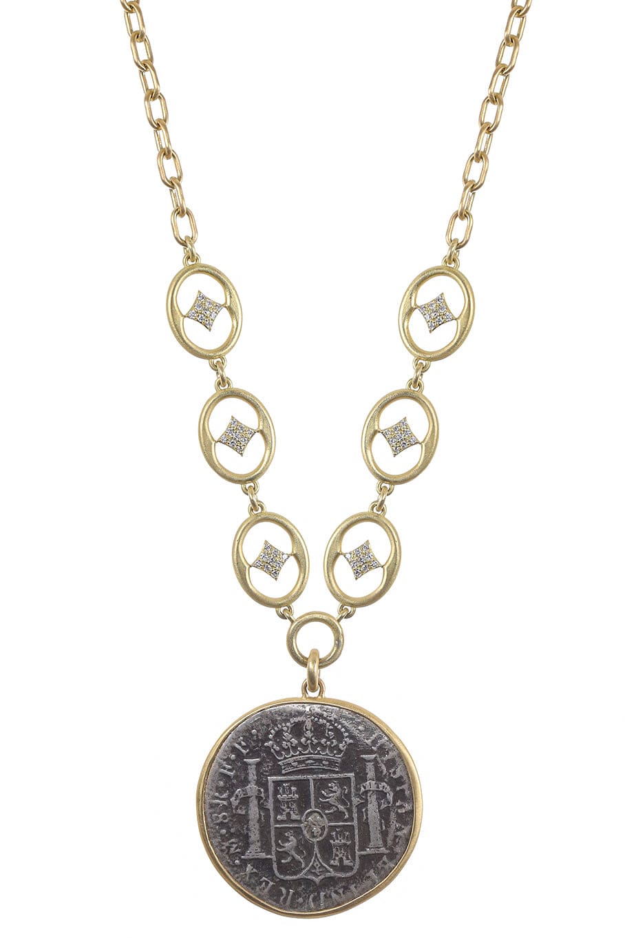 LEIGH MAXWELL-Large Bahari Pirate Coin Necklace-YELLOW GOLD