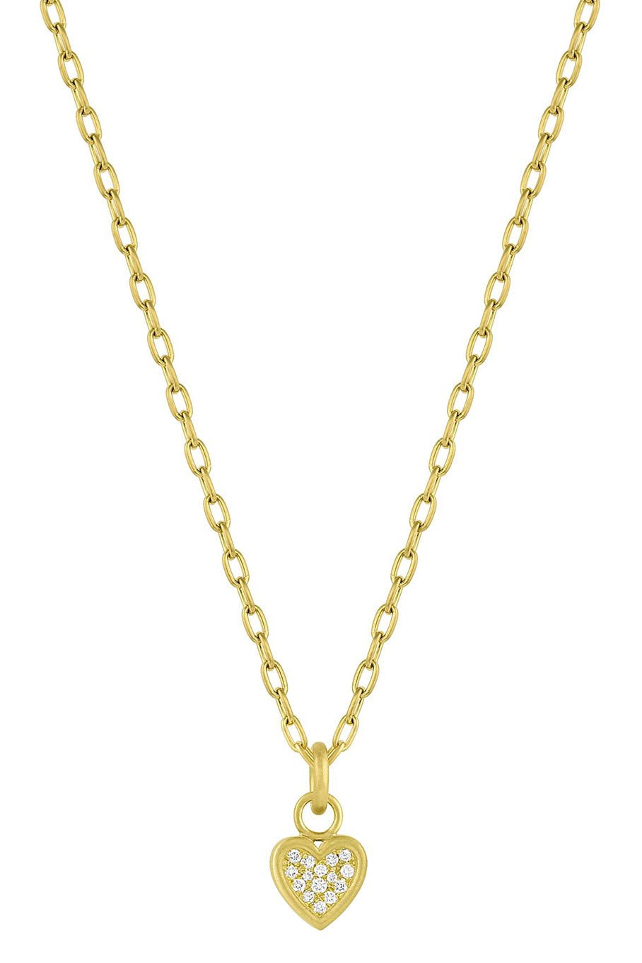 LEIGH MAXWELL-Mini Diamond Heart Necklace-YELLOW GOLD