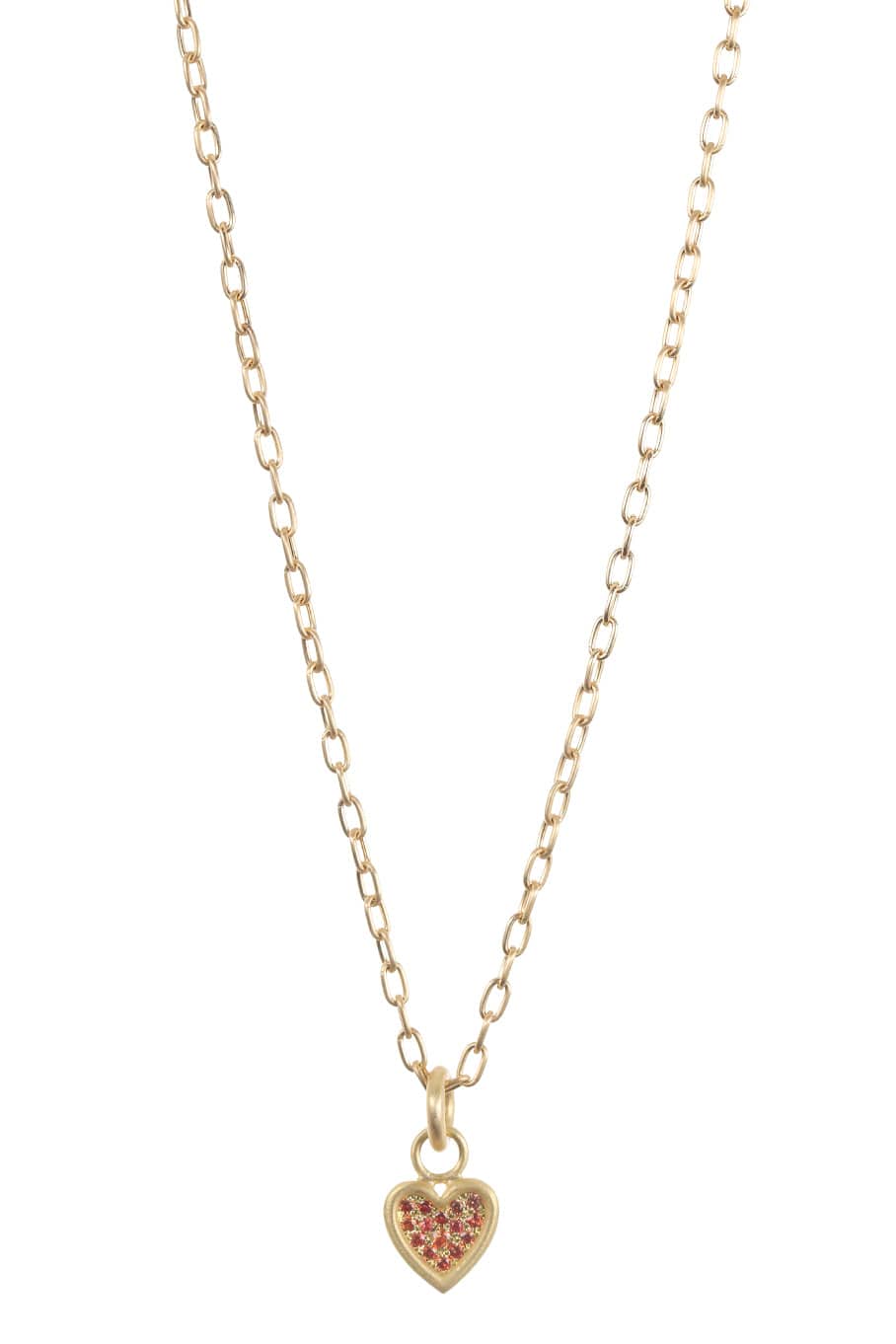 LEIGH MAXWELL-Mini Orange Sapphire Heart Necklace-YELLOW GOLD