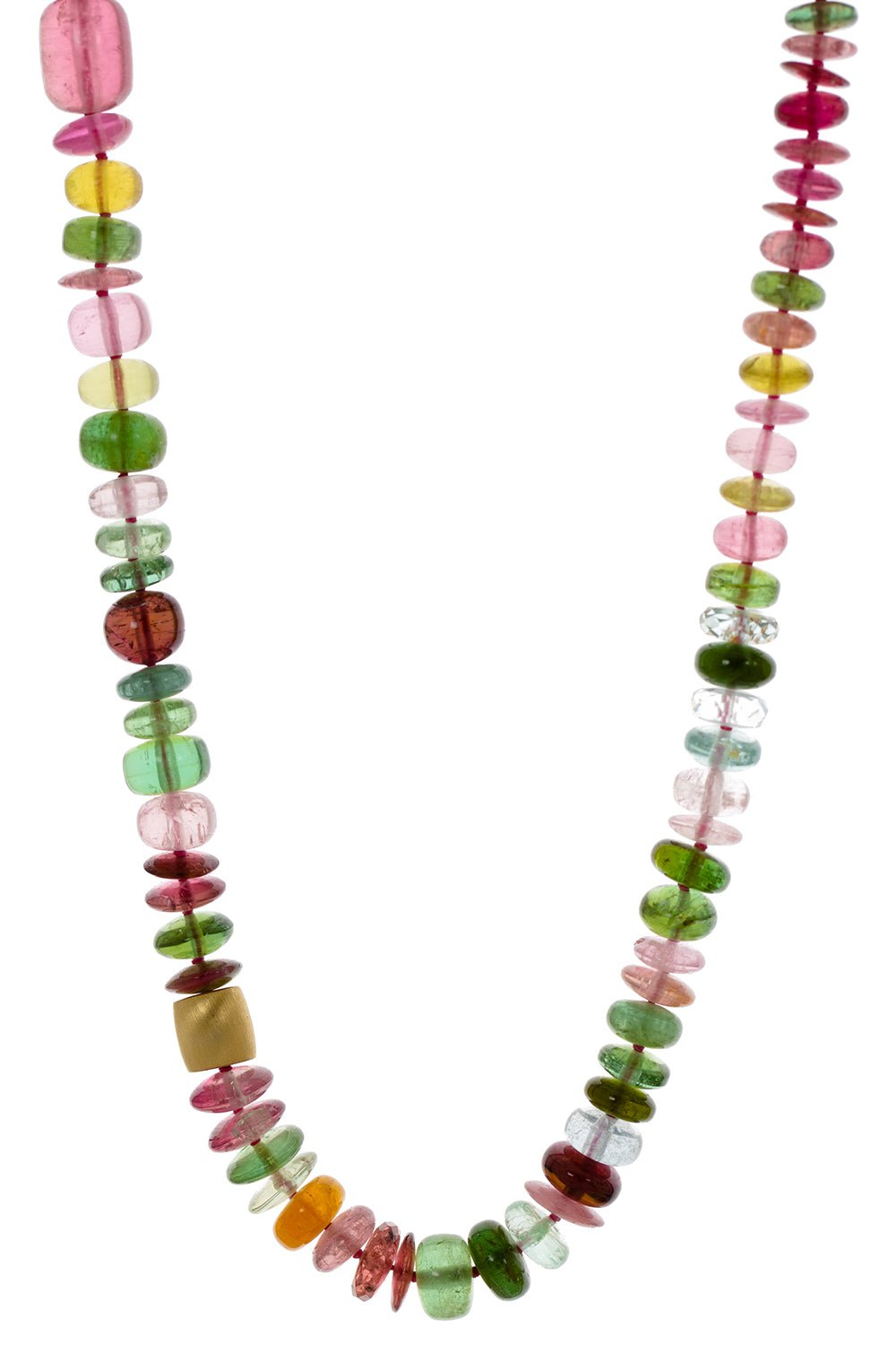 LEIGH MAXWELL-Mixed Gemstone Bead Necklace-YELLOW GOLD