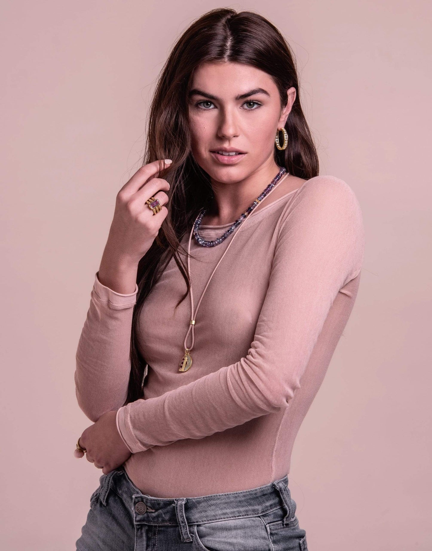 LEIGH MAXWELL-Multi Sapphire Bead Necklace-YELLOW GOLD