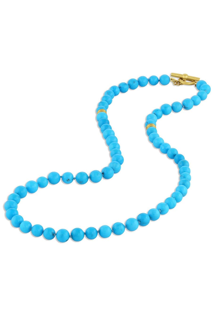 LEIGH MAXWELL-Sleeping Beauty Turquoise Bead Necklace-YELLOW GOLD