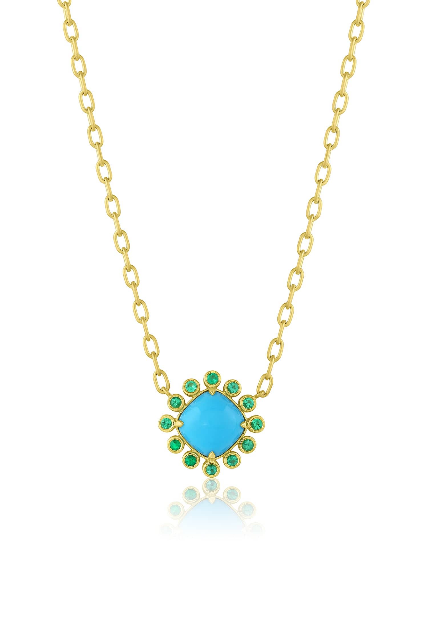 LEIGH MAXWELL-Turquoise Colors Necklace-YELLOW GOLD