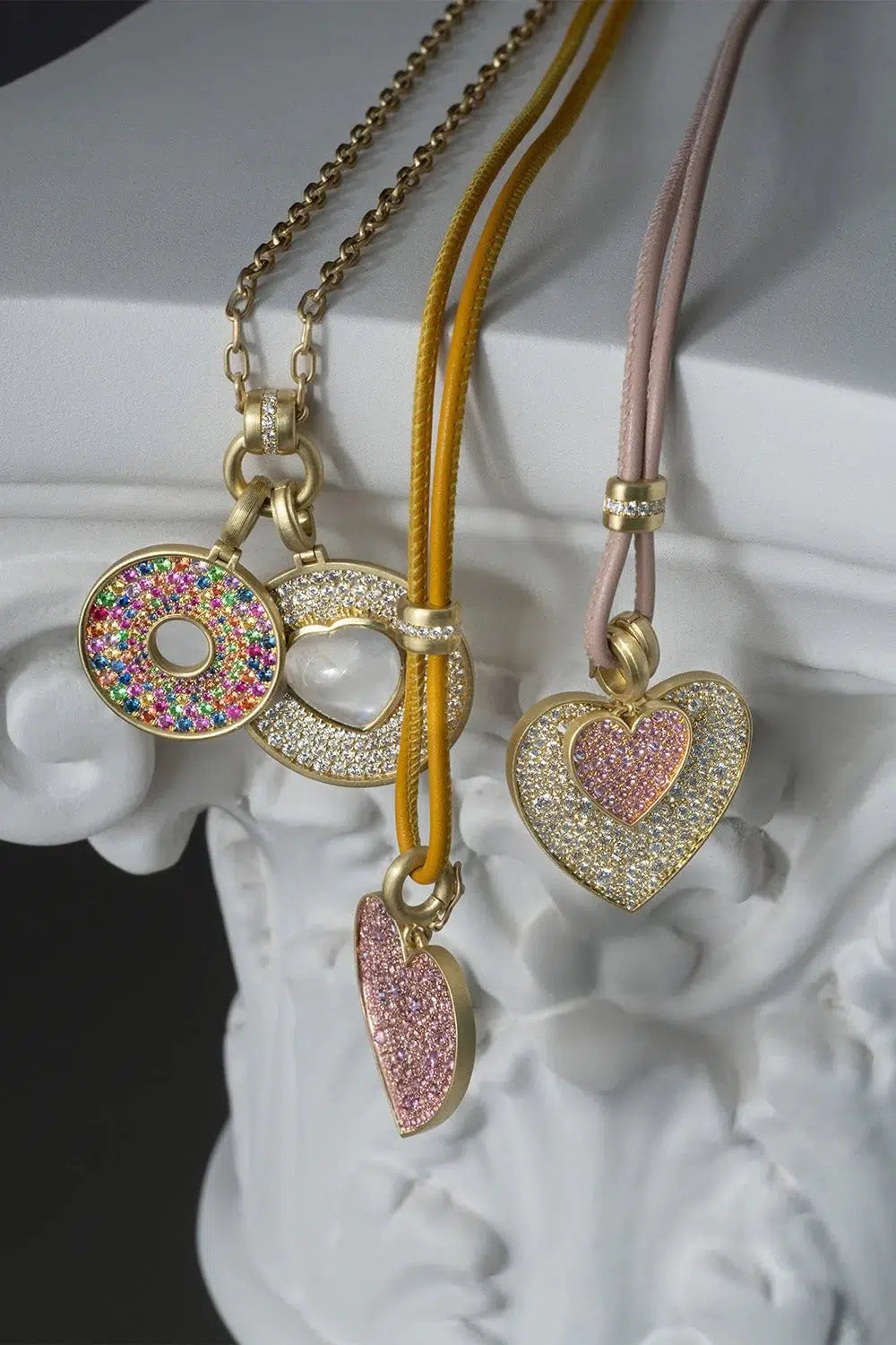 LEIGH MAXWELL-Yellow Leather Cord with Diamond Slider-YELLOW GOLD