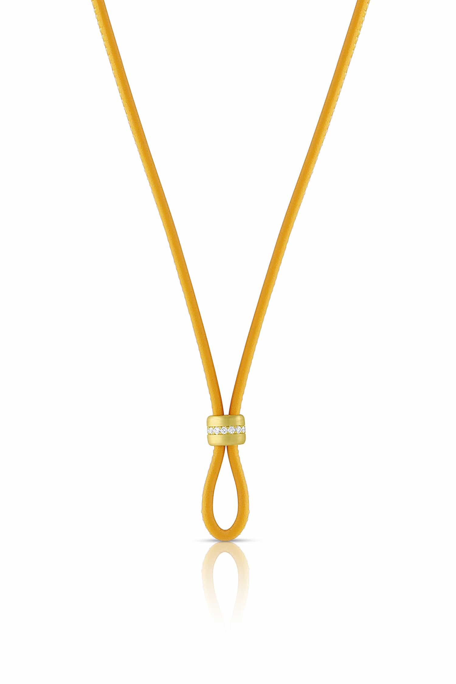 LEIGH MAXWELL-Yellow Leather Cord with Diamond Slider-YELLOW GOLD