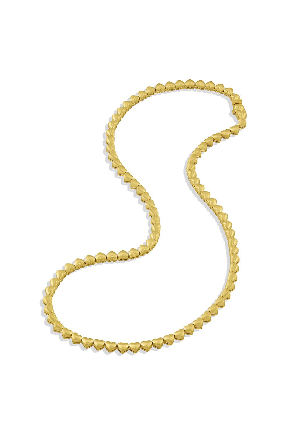 LEIGH MAXWELL-Solid Heart Tennis Necklace-YELLOW GOLD