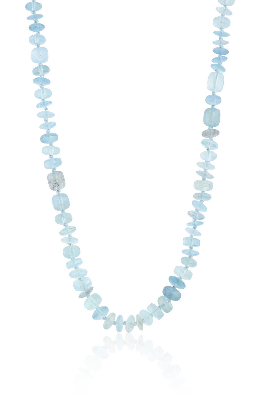 LEIGH MAXWELL-Aquamarine Beaded Necklace-YELLOW GOLD