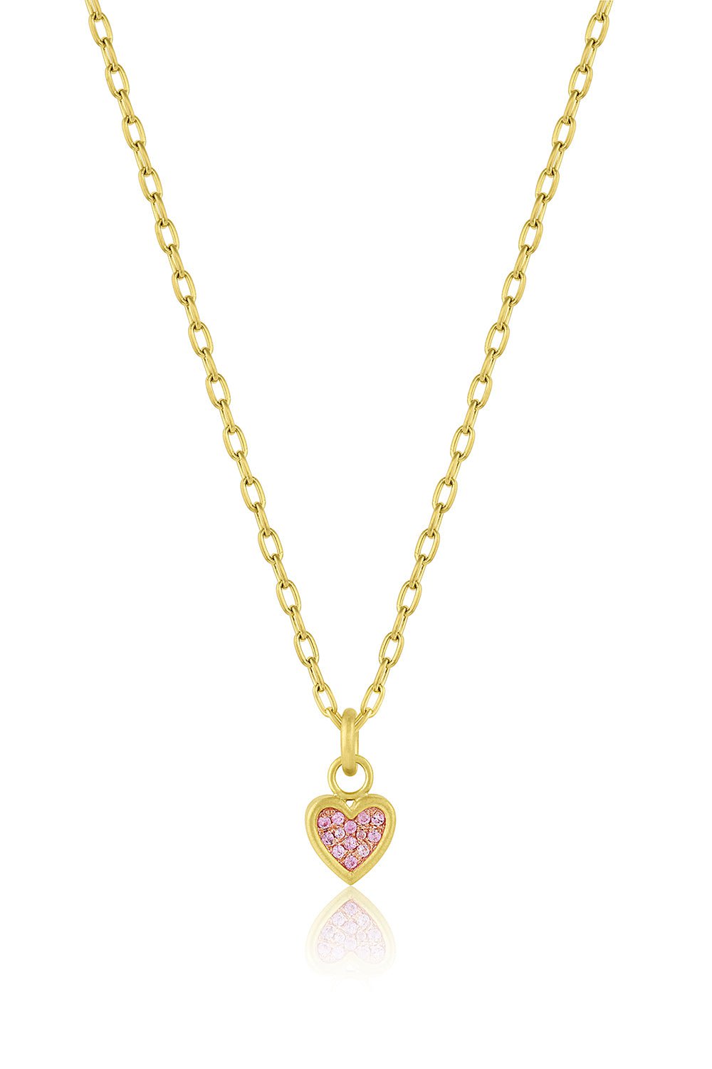 LEIGH MAXWELL-Mini Sapphire Heart Necklace-YELLOW GOLD
