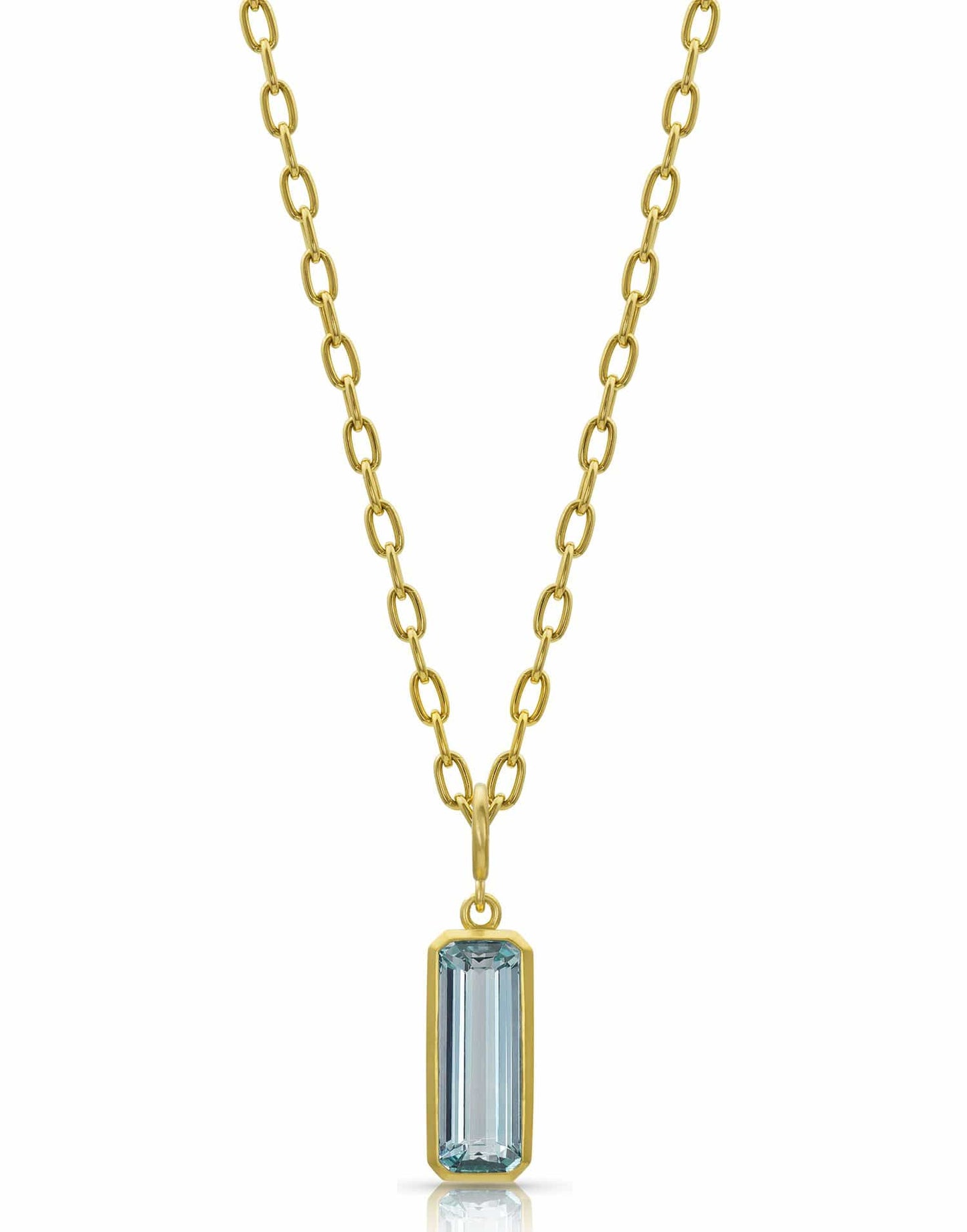 LEIGH MAXWELL-Aquamarine Bar Pendant-YELLOW GOLD