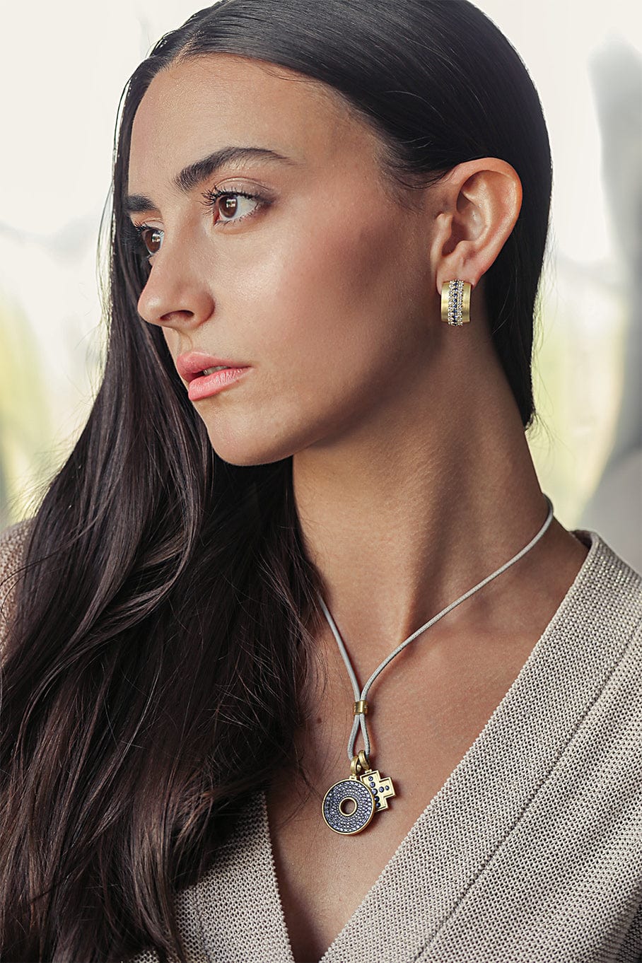 LEIGH MAXWELL-Blue Sapphire Amani Pendant-YELLOW GOLD