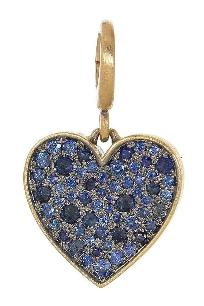 LEIGH MAXWELL-Blue Sapphire Mini Heart Pendant-YELLOW GOLD