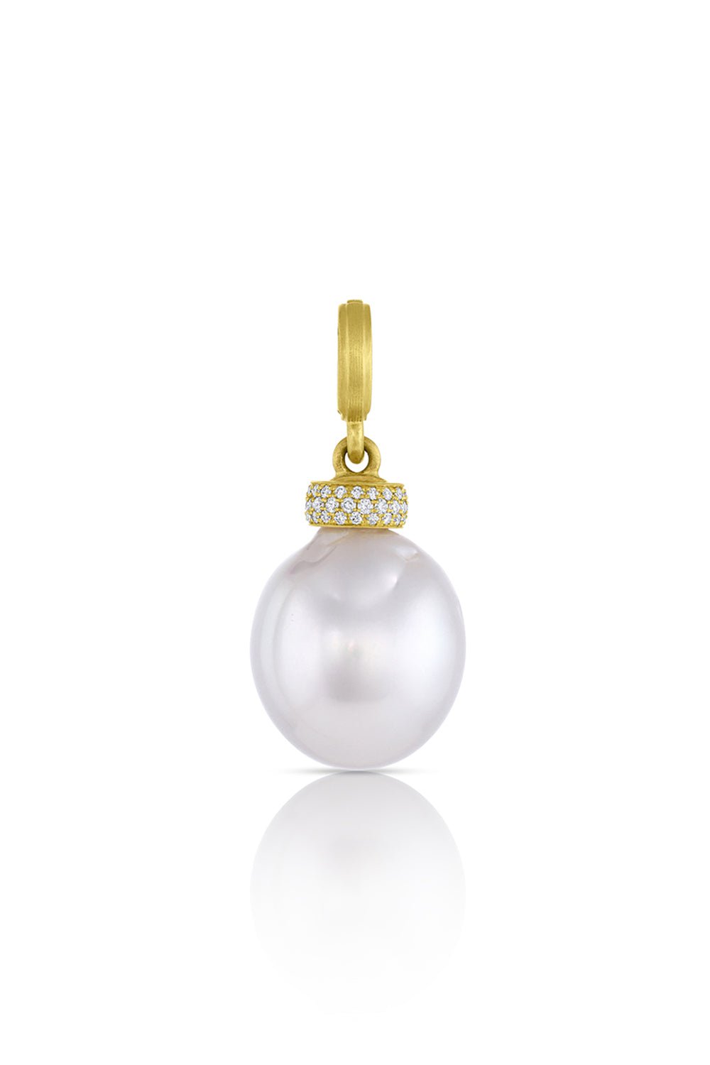 LEIGH MAXWELL-Diamond Cap Pearl Pendant-YELLOW GOLD