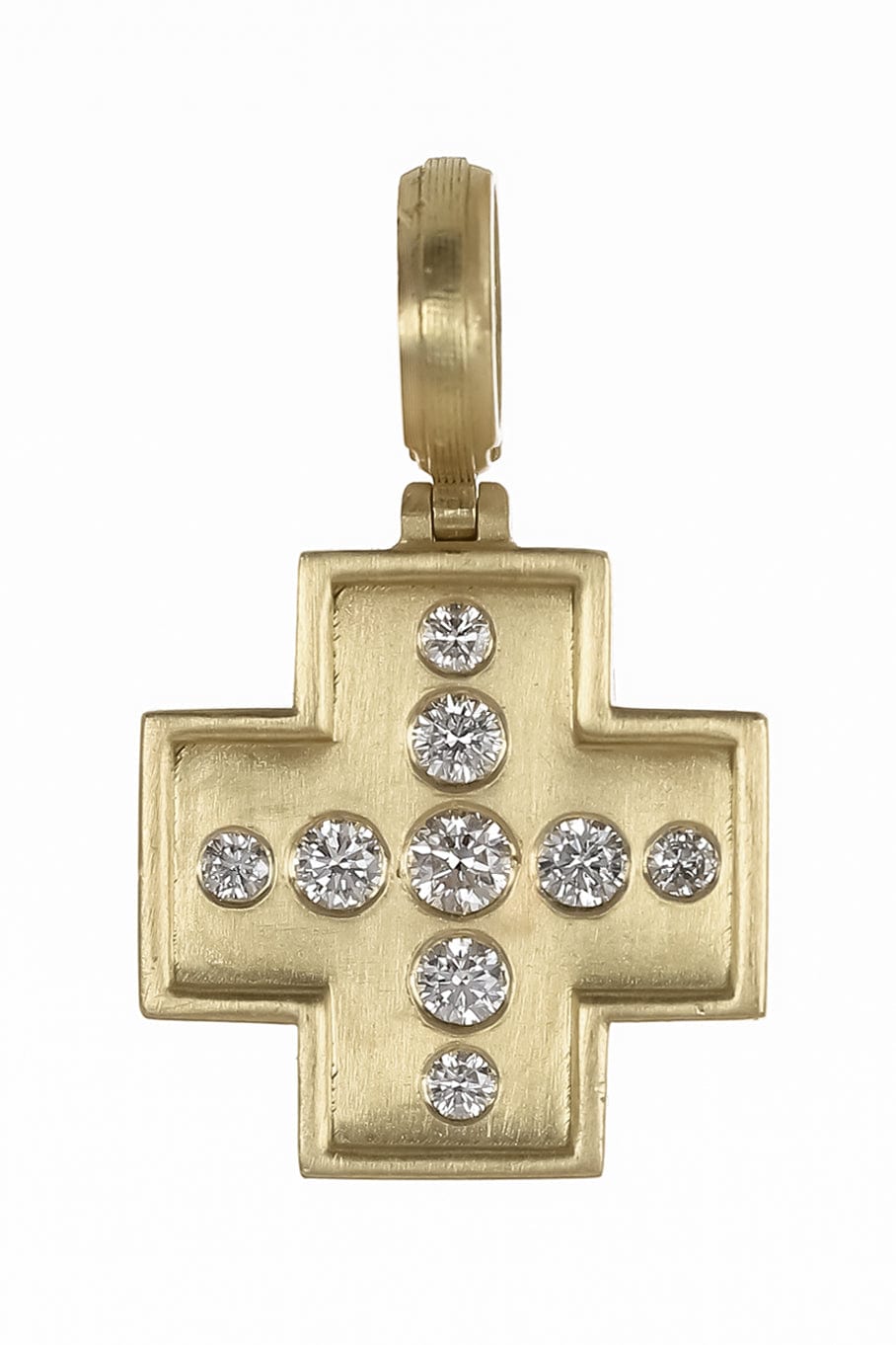 LEIGH MAXWELL-Diamond Cross Pendant-YELLOW GOLD