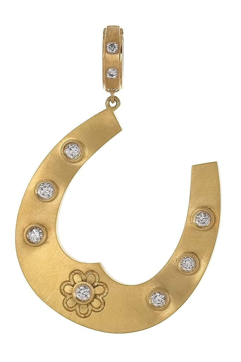 LEIGH MAXWELL-Diamond Horseshoe Pendant-YELLOW GOLD