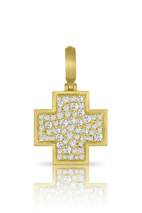 LEIGH MAXWELL-Diamond Pave Cross Pendant-YELLOW GOLD