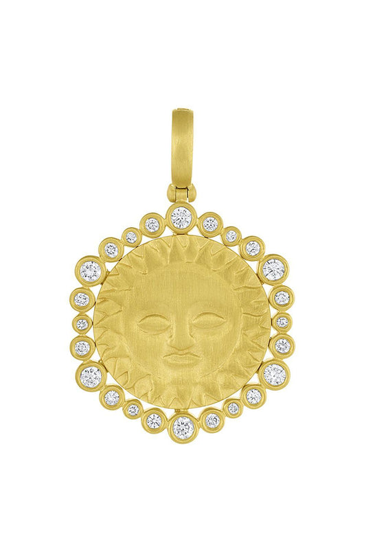 Diamond Small Sun Halo Pendant-YELLOW GOLD-JEWELRYFINE JEWELPENDANT-LEIGH MAXWELL