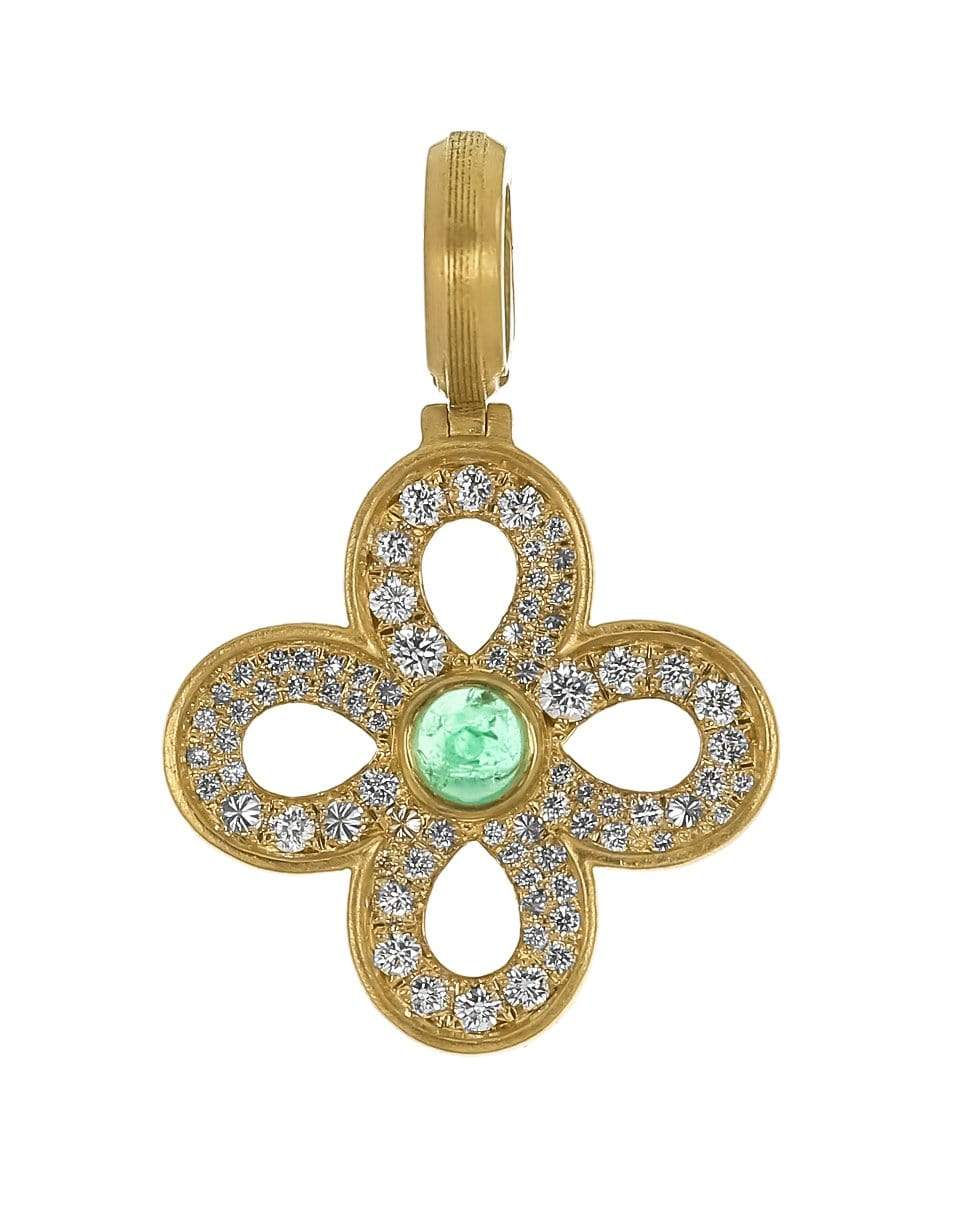 LEIGH MAXWELL-Emerald Four Leaf Clover Pendant-YELLOW GOLD