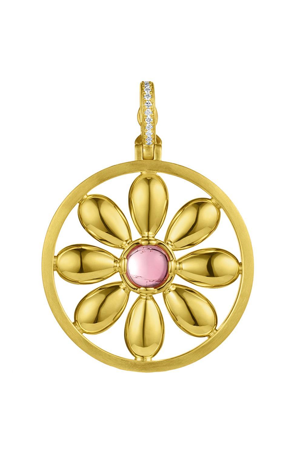 Flora Light Pink Tourmaline Pendant-YELLOW GOLD-JEWELRYFINE JEWELPENDANT-LEIGH MAXWELL