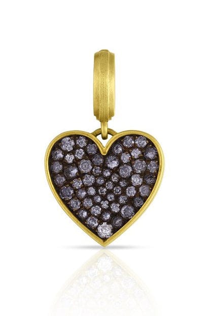 LEIGH MAXWELL-Grey Diamond Small Heart Pendant-YELLOW GOLD