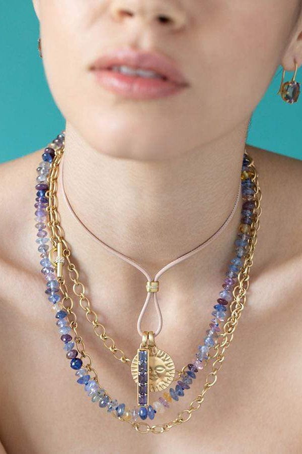 LEIGH MAXWELL-Lavender Spinel Bar Pendant-YELLOW GOLD