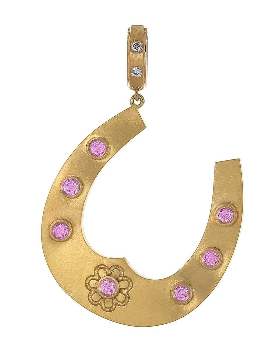 LEIGH MAXWELL-Pink Sapphire Horseshoe Pendant-YELLOW GOLD