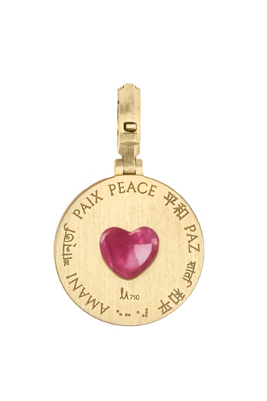 LEIGH MAXWELL-Ruby Heart Amani Disk Pendant-YELLOW GOLD