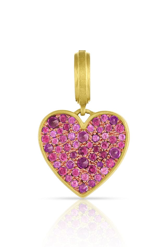 LEIGH MAXWELL-Small Pink Sapphire Heart Pendant-YELLOW GOLD