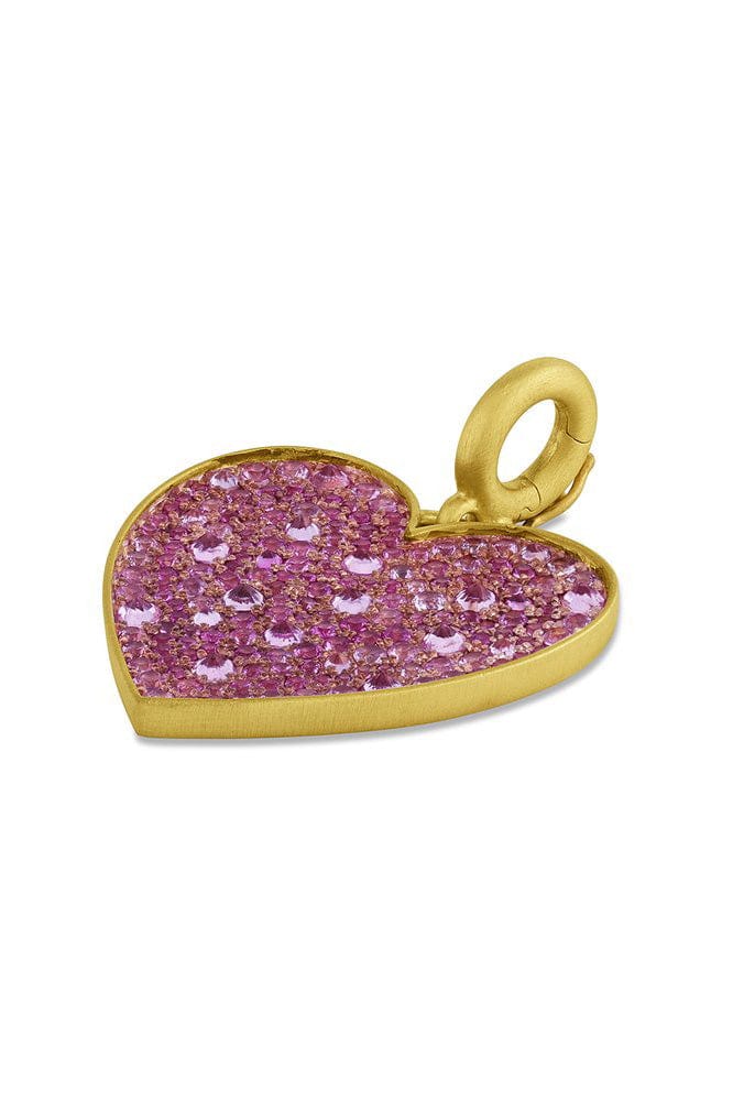 LEIGH MAXWELL-XL Pink Sapphire Heart Pendant-YELLOW GOLD