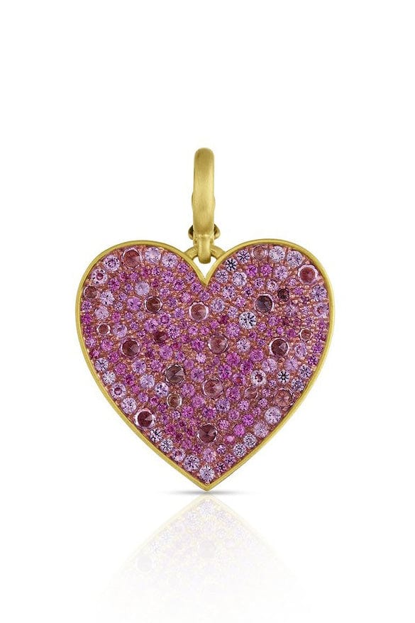 LEIGH MAXWELL-XL Pink Sapphire Heart Pendant-YELLOW GOLD