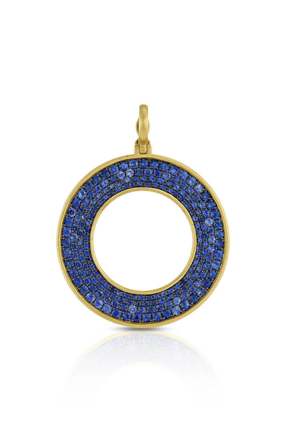 LEIGH MAXWELL-Large Amani Pavé Sapphire Pendant-YELLOW GOLD